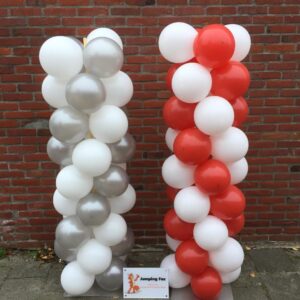 Ballonnenpilaren rood zilver wit