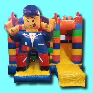 Springkussen Bricks met glijbaan