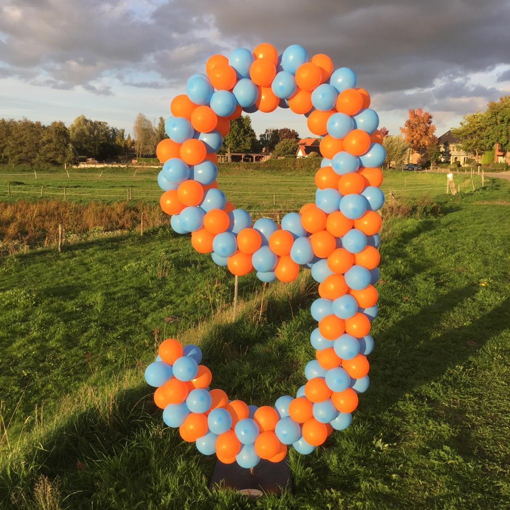 Ballonnenpilaar cijfers 9 Blauw/geel