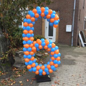 Ballonnenpilaar cijfers 6 Blauw/geel