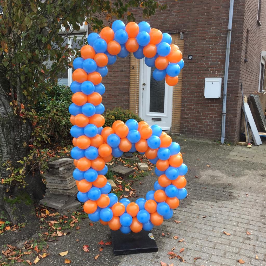 Ballonnenpilaar cijfers 6 Blauw/geel